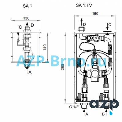 Кнопка для душа MAS SA 1.TV AZP Brno Чехия (фото, схема)